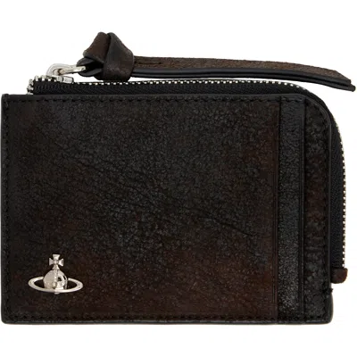 Vivienne Westwood Brown Zip Card Holder In Pink