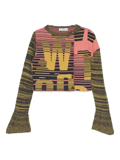 Vivienne Westwood Bruno Button-up Letter Cardigan In Multi