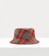 Vivienne Westwood Bucket Hat Harris Tweed Tartan Red M Unisex In Red