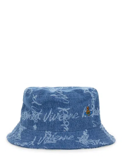 Vivienne Westwood Bucket Hat With Logo In Blue
