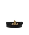 Vivienne Westwood Adjustable Length Gold-tone Buckle Smooth Finish Belts In Black