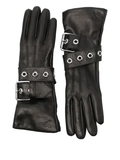 Vivienne Westwood Buckle-fastening Leather Gloves In Black