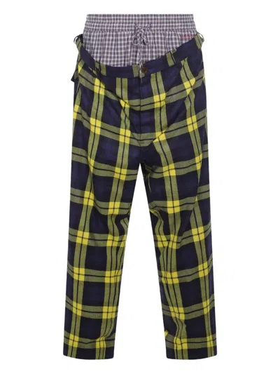 VIVIENNE WESTWOOD BUILDER CHECK-PATTERN LAYERED TROUSERS