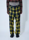 Vivienne Westwood Checkered Trousers Drawstring Button Detail In Yellow