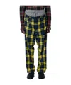 Vivienne Westwood Checkered Trousers Drawstring Button Detail In Yellow