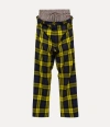 Vivienne Westwood Checkered Trousers Drawstring Button Detail In Yellow