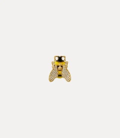 Vivienne Westwood Bumble Bee Brooch Gold-white-crystal-black-yellow-enamel Brass Women