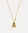 Vivienne Westwood Bumble Bee Pendant Necklace Gold-white-crystal-black-yellow-enamel Gold-white-crystal-black-yellow-e In Gold-white-crystal-black-yellow-enamel