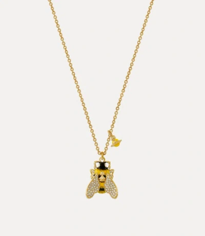 Vivienne Westwood Bumble Bee Pendant Necklace Gold-white-crystal-black-yellow-enamel Gold-white-crystal-black-yellow-e