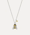 Vivienne Westwood Bumble Bee Pendant Necklace Platinum-white-crystal-black-yellow-enamel Platinum-white-crystal-black- In Platinum-white-crystal-black-yellow-enamel