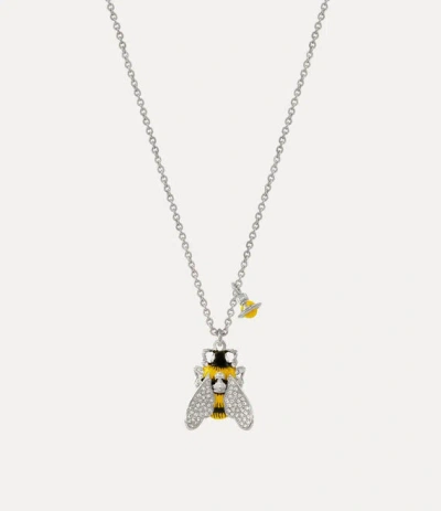 Vivienne Westwood Bumble Bee Pendant Necklace Platinum-white-crystal-black-yellow-enamel Platinum-white-crystal-black-
