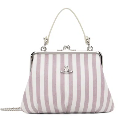 Vivienne Westwood Burgundy & White Granny Frame Bag In H211 Burgundy Stripe