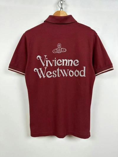 Pre-owned Vivienne Westwood Burgundy Big Logo Polo Shirt In Burgandy