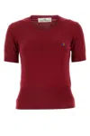Vivienne Westwood Red Embroidered Logo Sweater In Bordeaux