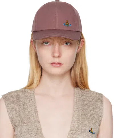 Vivienne Westwood Burgundy Embroidered Cap In J410 Plum