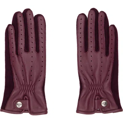 Vivienne Westwood Burgundy Leather & Wool Gloves In I409 Wine