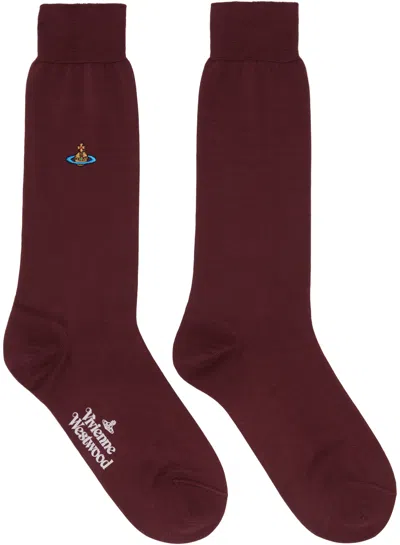 Vivienne Westwood Burgundy Plain Socks In Purple