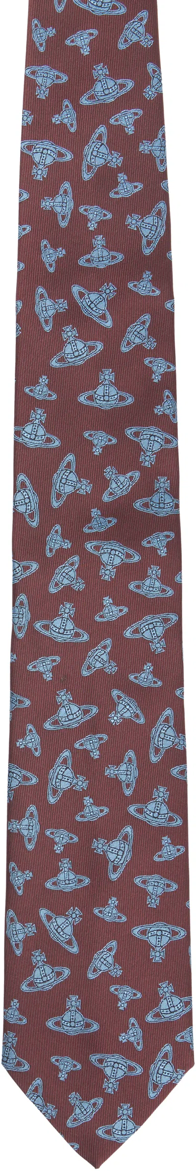 Vivienne Westwood Burgundy Silk Tie In Multi