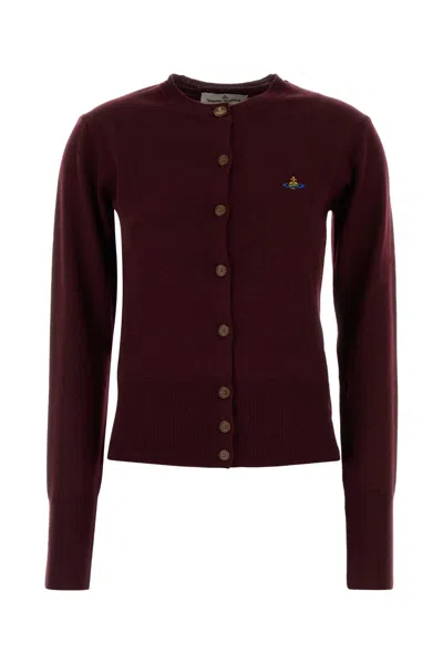 VIVIENNE WESTWOOD BURGUNDY WOOL BEA CARDIGAN