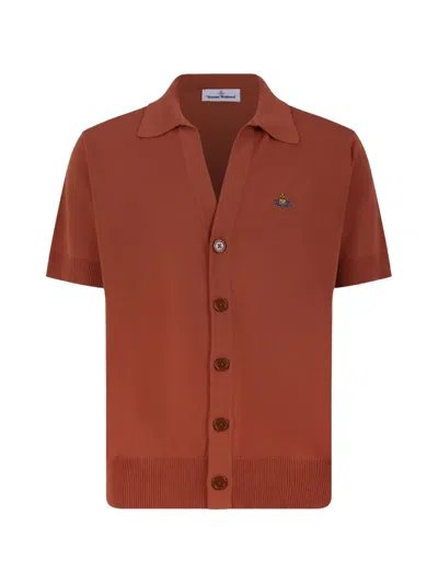 Vivienne Westwood Button Cotton Cardigan In Brown