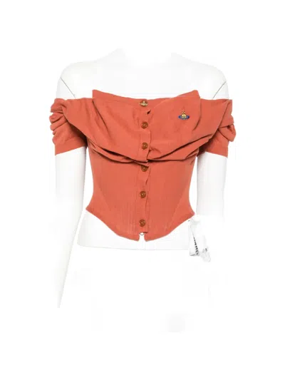 Vivienne Westwood Button Draped Knitwear In Orange