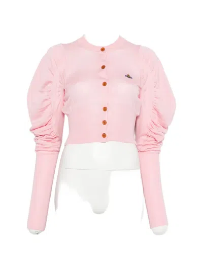 Vivienne Westwood Bea Cotton And Cashmere-blend Cropped Cardigan In Pink