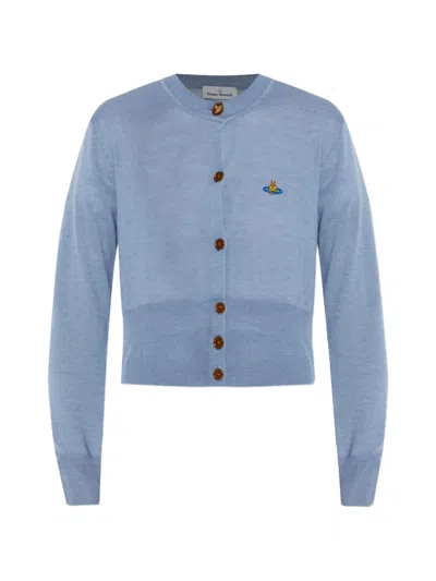 Vivienne Westwood Buttoned Logo Cardigan In Blue