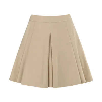 Pre-owned Vivienne Westwood C.1990s Classic Beige Tan Wool Blend Pleated A-line Mini Skirt In Brown