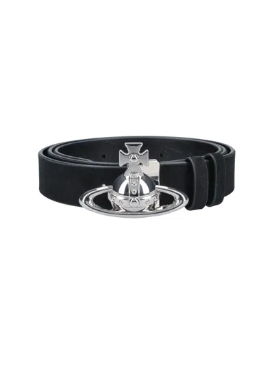 Vivienne Westwood Calf Leather Belt In Black