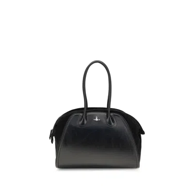 Vivienne Westwood Calf Leather Bos Taurus Shoulder Women's Bag In Black