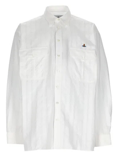 Vivienne Westwood Neutrals Bernhard Textured Long-sleeve Shirt In White