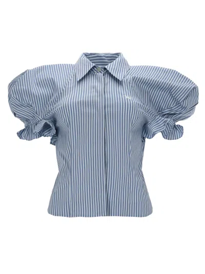 Vivienne Westwood Gexy Tailored Striped Vertical Cotton Shirt In Brown