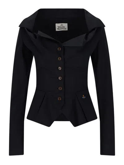 Vivienne Westwood Mens Black Monday Puffed-shoulders Cotton Shirt