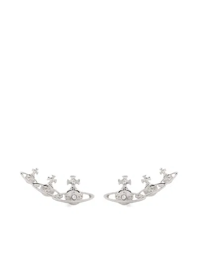 Vivienne Westwood Crystal Stud Unique Shape Earrings In Gray