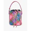 Vivienne Westwood Candy Tartan Daisy Drawstring Coated-canvas Bucket Bag In Candy Tartan