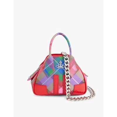 Vivienne Westwood Candy Tartan Yasmine Mini Coated-canvas Top-handle Bag In G301 Candy Tartan