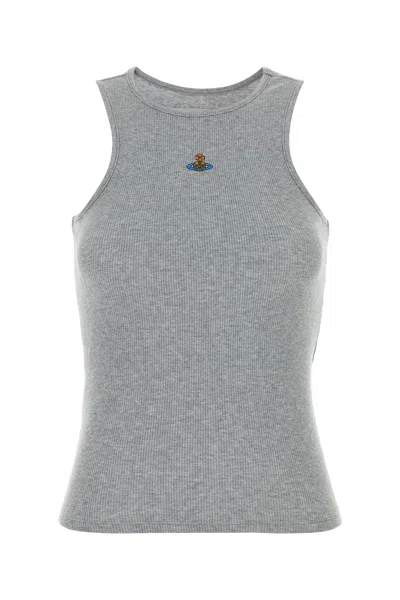 Vivienne Westwood Melange Grey Stretch Cotton 90s Tank Top In Grey