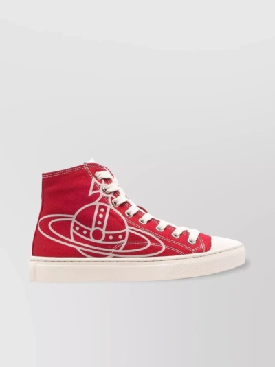 VIVIENNE WESTWOOD CANVAS HIGH-TOP SNEAKERS FEATURING CONTRAST STITCHING