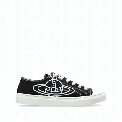 Vivienne Westwood Canvas Low-top Sneakers With Graphic Emblem In White
