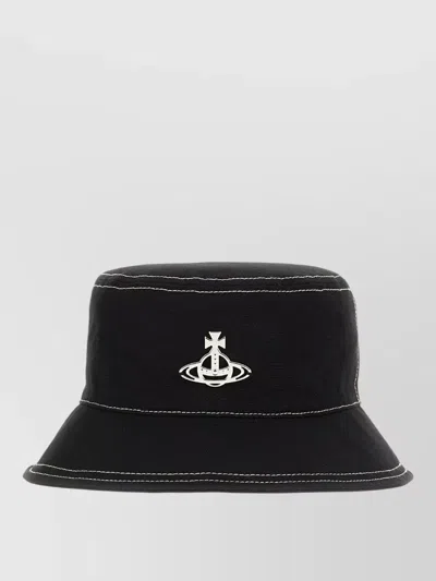 Vivienne Westwood Cap Hat Contrast Stitching Eyelet Vents Design In Black