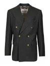 Vivienne Westwood Grey Double-breasted Jacket With Wide Peak Lapels In Wool Man In Black
