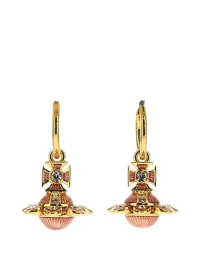 Vivienne Westwood Capucine Crystal Enamel Earrings In Brown