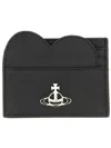 Vivienne Westwood Heart Card Holder Small Leather Goods Black In Gray