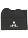 Vivienne Westwood Heart Card Holder Small Leather Goods Black In Gray