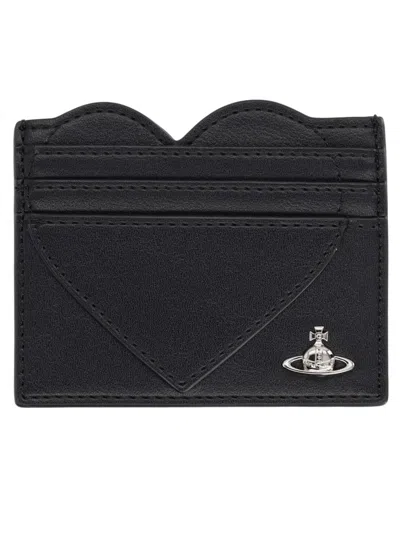 Vivienne Westwood Card Holder Heart In Black