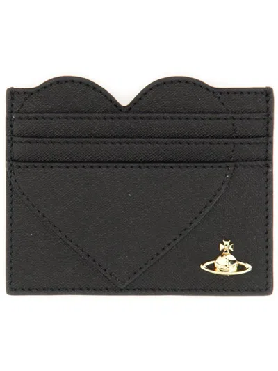 Vivienne Westwood Card Holder "heart" Unisex In Black