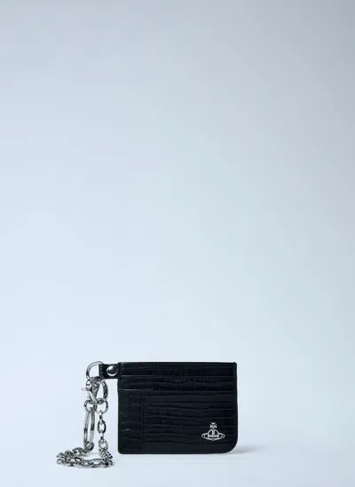 Vivienne Westwood Card Holder With Chain In Black