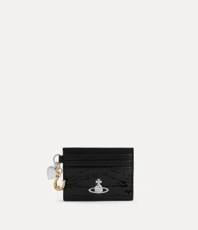 Vivienne Westwood Card Holder With Charms Emboss-croc/supple Black One Size Women
