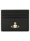 Vivienne Westwood Mens Black Logo-plaque Leather Card Holder In Black
