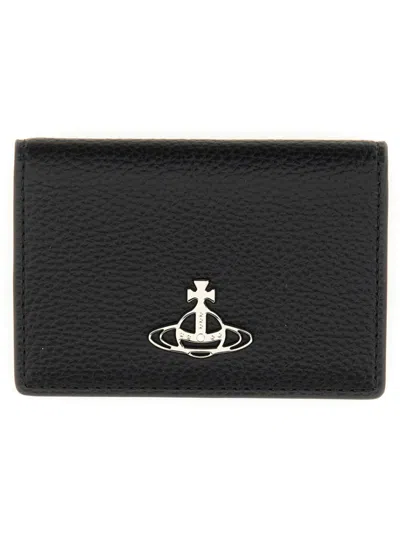 Vivienne Westwood Grained Faux Leather Card Holder Accessories In Black